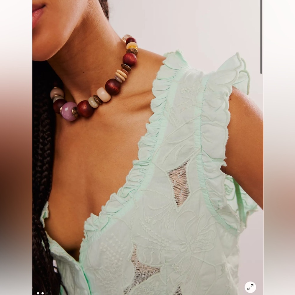 Free People All The Ways Eyelets Lace Embroidered Ruffles Cute Top XL - Picture 3 of 7